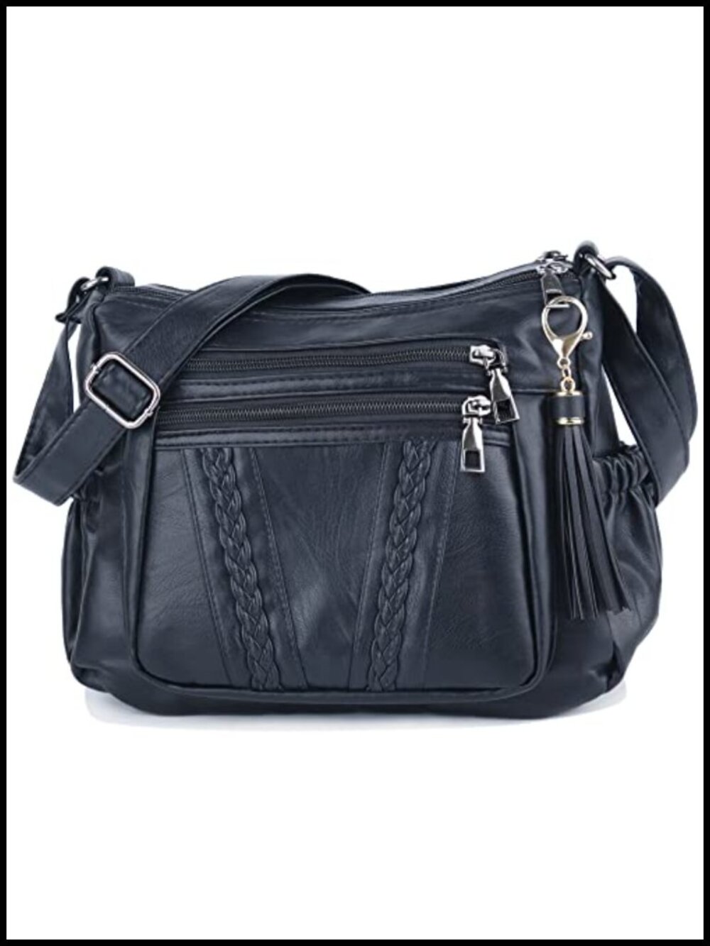 PU Leather Crossbody Bag Multi Pocket Shoulder Handbag Women Purse